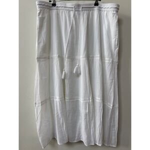 Talbots Womens Peasant Skirt Linen White Tiered Midi Pull On Size XL Boho NWT